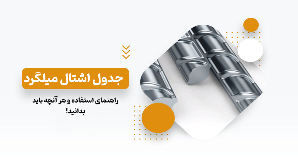 جدول اشتال میلگرد
